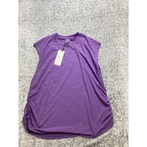 Calia Golf Turn Slvs Crew Purple Fairy Wren Ruched Athletic Top WCG11047 XXL